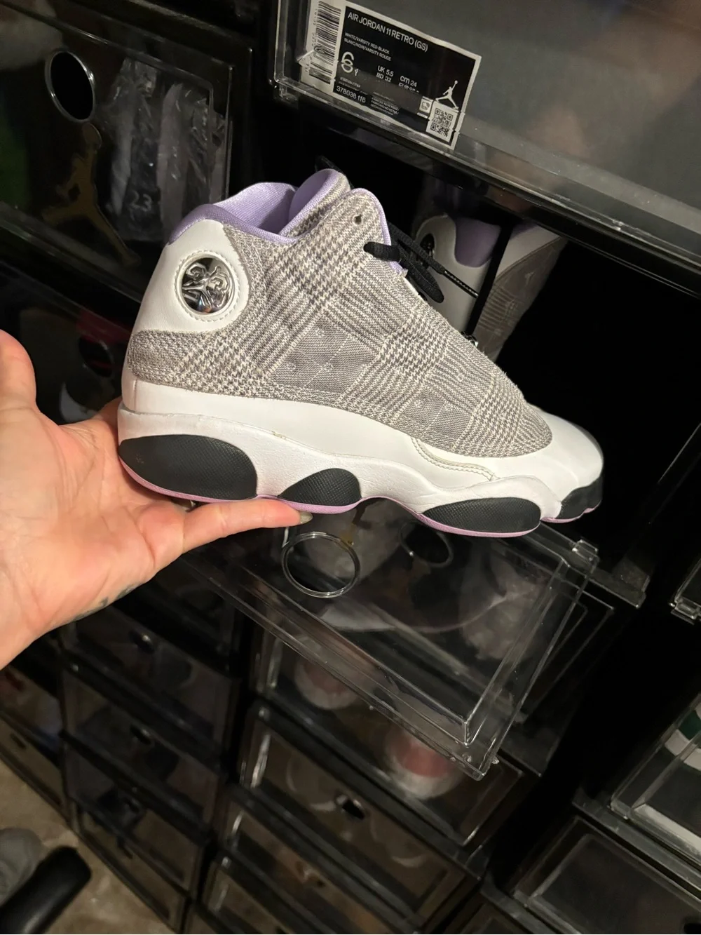 Jordan Retro Sneakers in Gray, White & Lavender